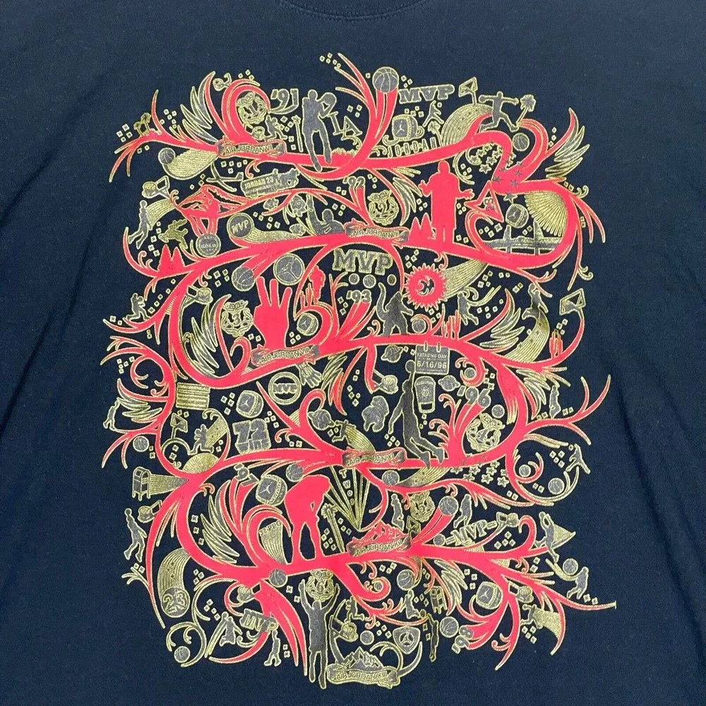 Nike Air Jordan MVP Short Sleeve Y2K T Shirt Mens 3XL Black Graphic Design‎